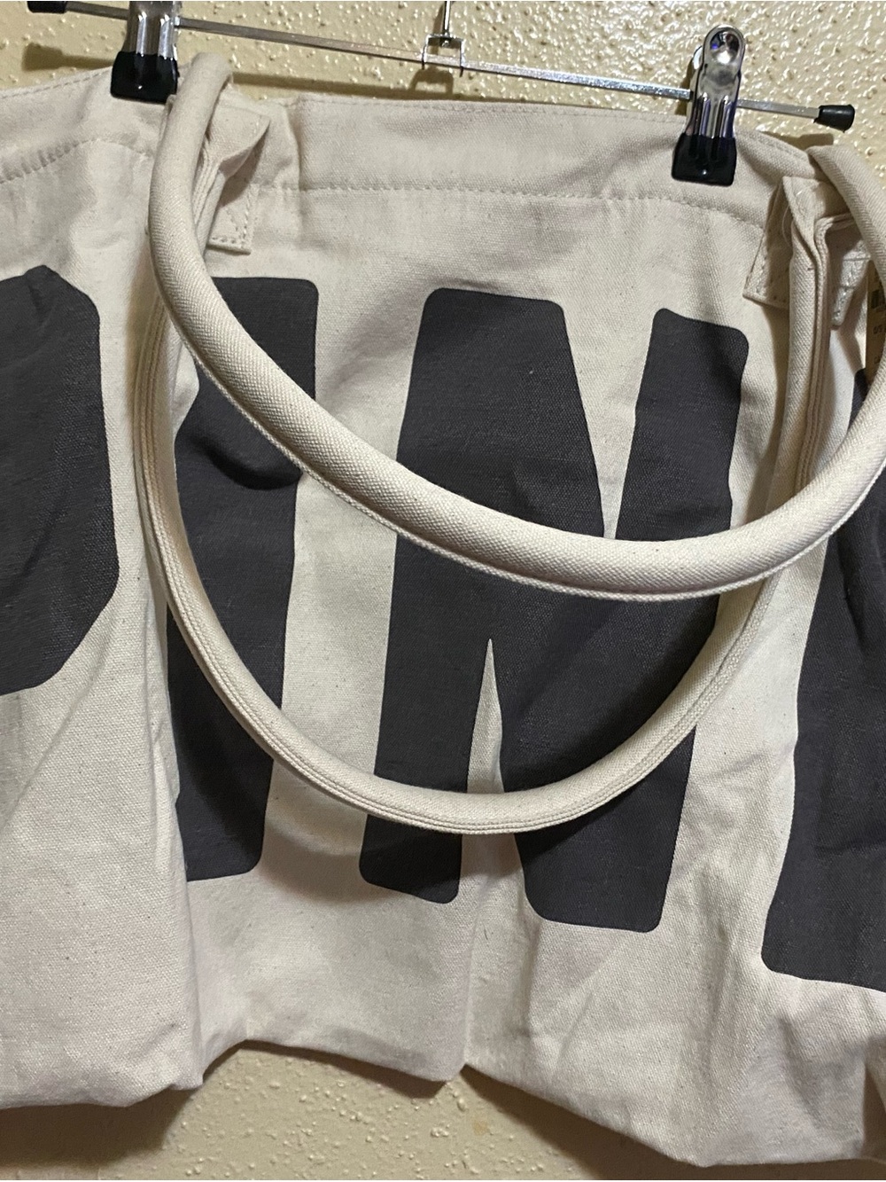 PINK Victoria's Secret Cream Canvas Tote with Black Logo